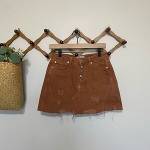Free People mini burnt orange denim skirt, size 27